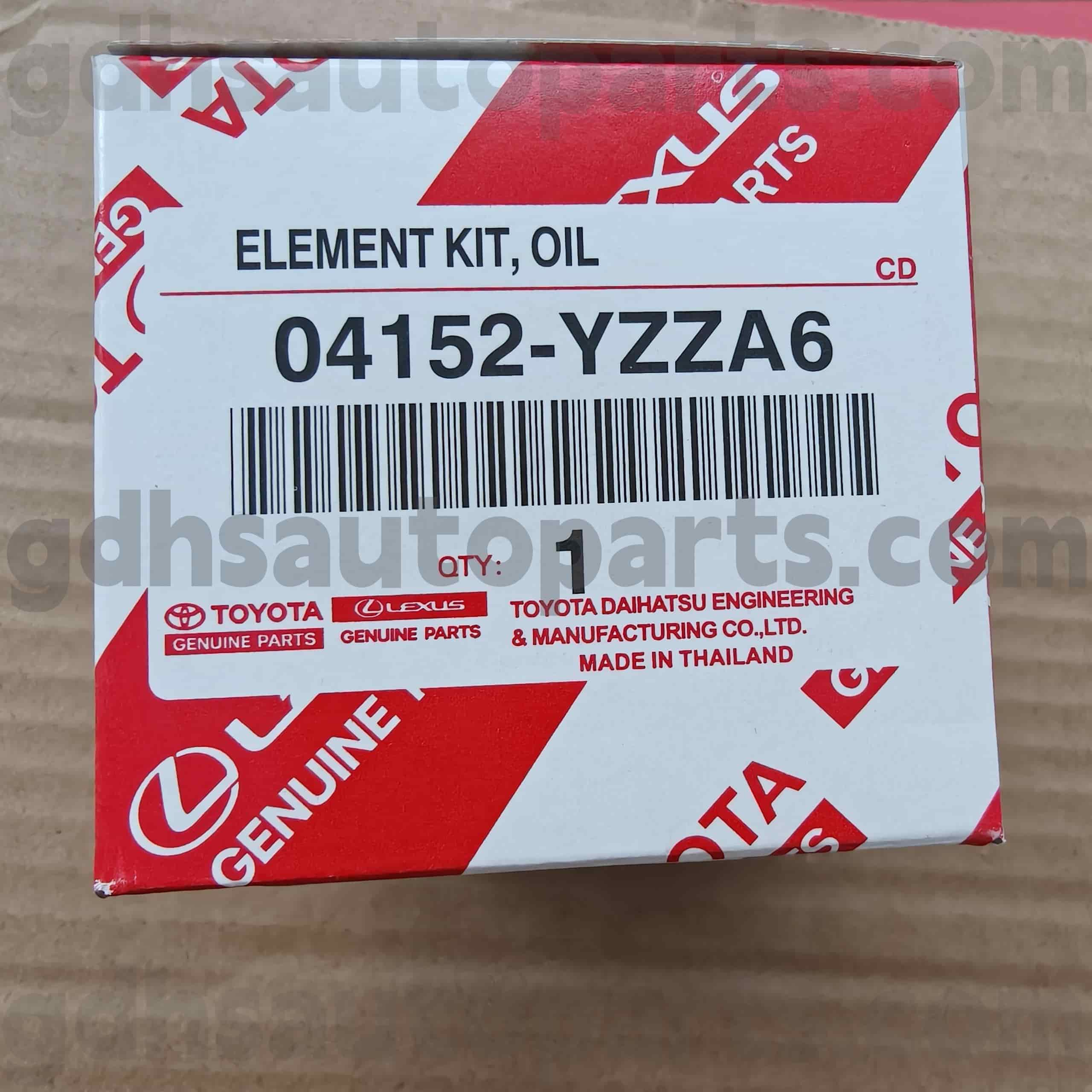 04152-yzza6 টয়োটা জেনুইন পার্টস অয়েল ফিল্টার চ্যাসিস নং এর জন্য। Zre18# zgr2# z