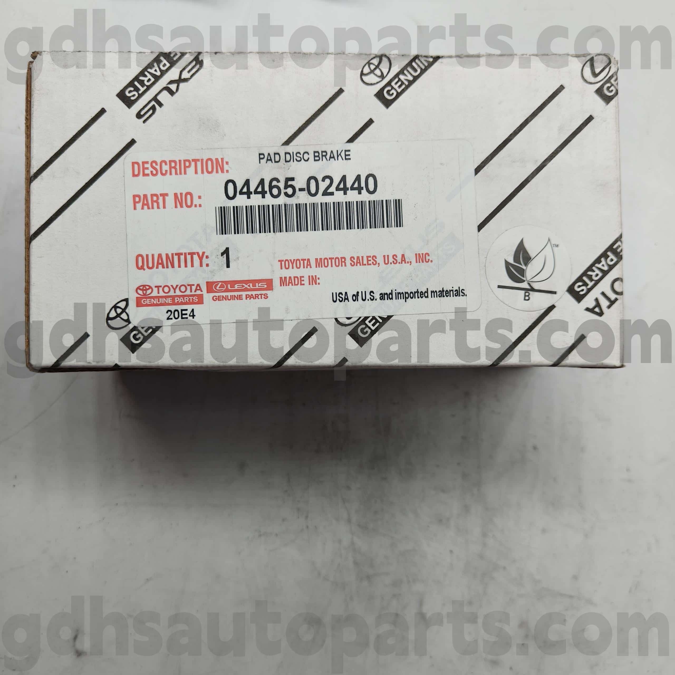 04465-02440 টয়োটা জেনুইন পার্টস ফ্রন্ট ব্রেক প্যাডস সিকোইয়ার জন্য, টুন্ড্রা চ্যাসিস নং। ইউএসকে 65