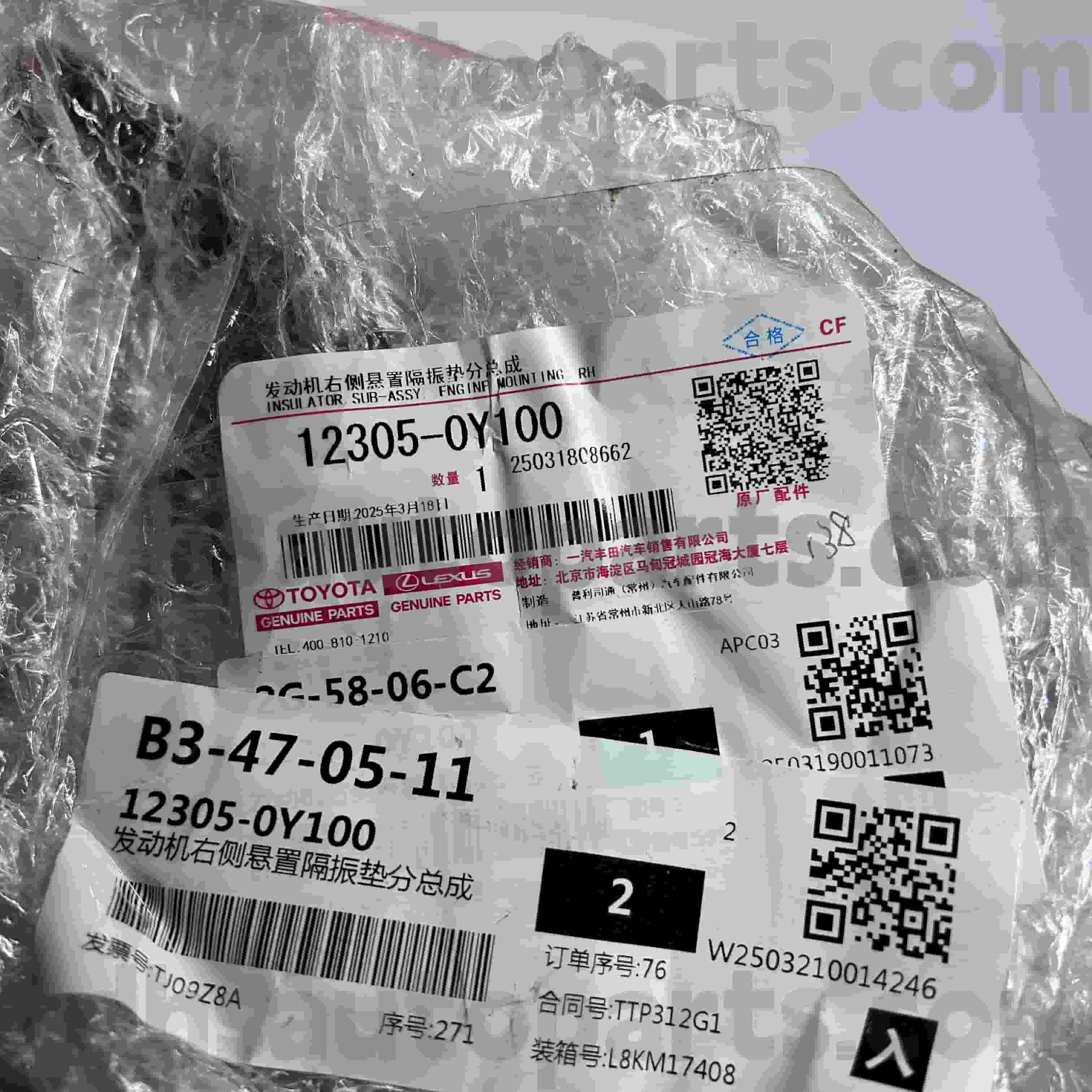 12305-0Y100 টয়োটা জেনুইন পার্টস রাইট ইঞ্জিন মাউন্ট VIOS, YARIS চ্যাসি নং 6NRFE, 7NRFE..NSP15#